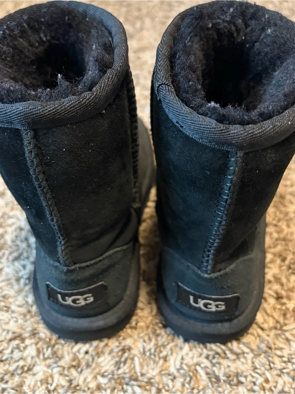 UGG Kids Black Suede Shearling Boots